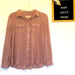 ANN TAYLOR LOFT Blush Pink and White Women’s Top